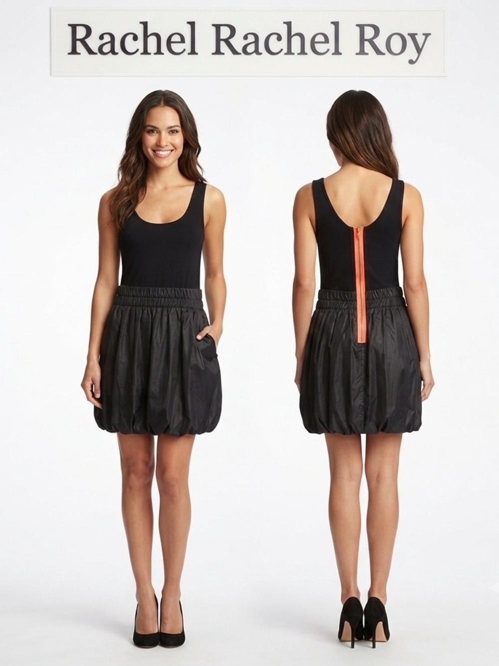 Rachel Rachel Roy Black Bubble Bottom 2 Pocket Sleeveless Elastic Waist Dress S
